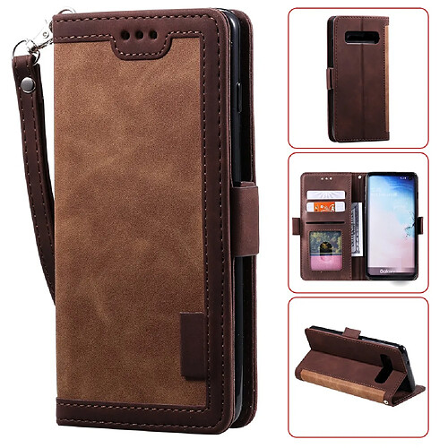 Etui en PU épissage rétro marron pour votre Samsung Galaxy S10e