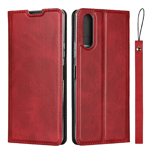 Etui en PU avec support et porte-carte rouge pour votre Sony Xperia 10 II