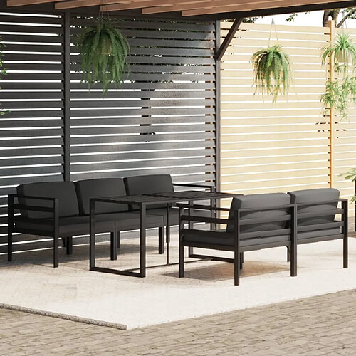 vidaXL Salon de jardin 6 pcs avec coussins Aluminium Anthracite