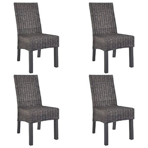 Maison Chic Lot de 4 Chaises à manger,Chaise pour cuisine marron rotin Kubu et bois de manguier -MN27896