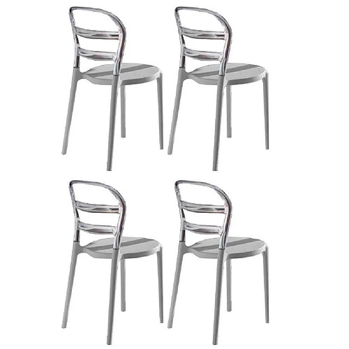 Inside 75 Lot de 4 chaises design DEJAVU en polycarbonate transparent et blanc