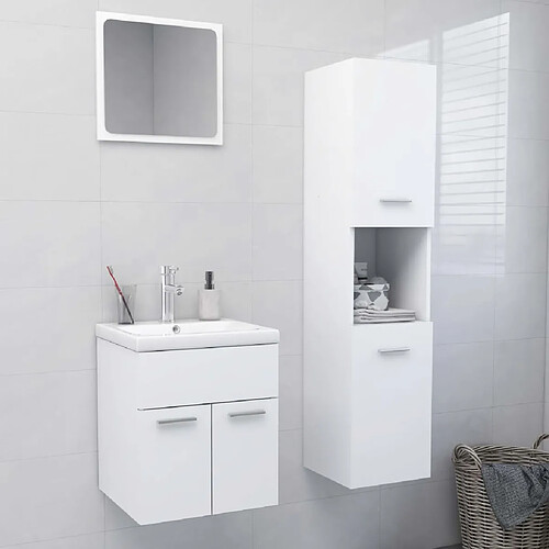 vidaXL Ensemble de meubles de salle de bain Blanc Aggloméré