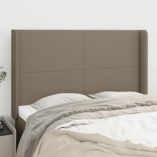 vidaXL Tête de lit avec oreilles Taupe 147x16x118/128 cm Tissu