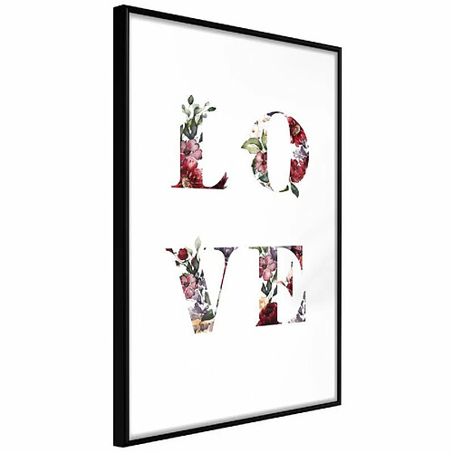 Paris Prix Affiche Murale Encadrée Floral Love 30 x 45 cm Noir