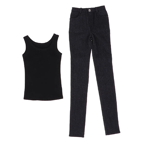 vêtements de poupée de mode accs gilet et jeans pantalon pour poupée oncle bjd 70cm noir