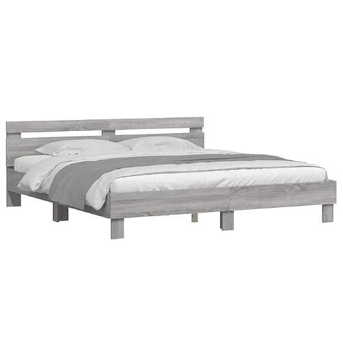 Maison Chic Cadre/structure de lit avec tête de lit pour adulte - Lit Moderne Chambre sonoma gris 200x200 cm -MN88005