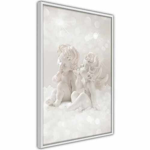 Paris Prix Affiche Murale Encadrée Cute Angels 20 x 30 cm Blanc