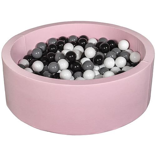 Velinda Piscine à balles Aire de jeu + 300 balles rose noir,blanc,gris