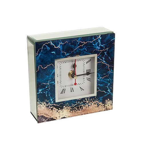 Horloge de table Romimex Bleu Doré verre 14 x 14 x 5 cm