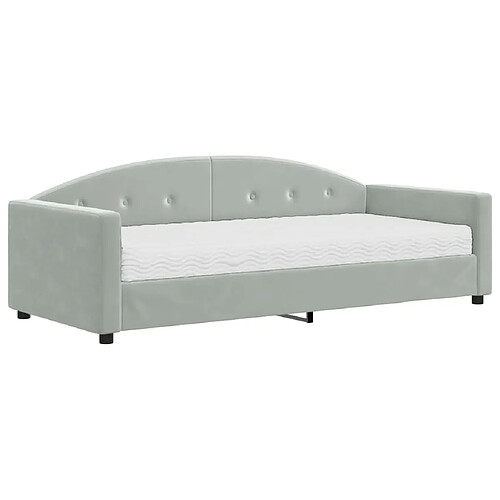 Maison Chic Lit de jour avec matelas, Lit de repos Lit d'invité pour Salon Chambre,Canapé-lit gris clair 90x200 cm velours -MN54973