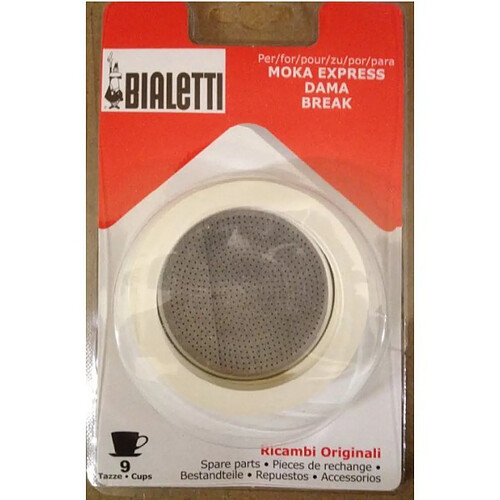 BIALETTI Grille Micro-Filtre + 3 joints pour Moka / Dama 9 tasses Réf. 0800005