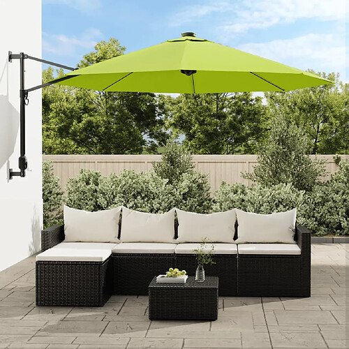 vidaXL Parasol mural pomme verte 290 cm