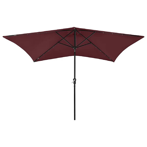 Helloshop26 Parasol avec led et mât en acier 2 x 3 m rouge bordeaux 02_0008069