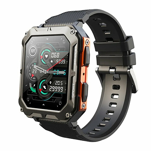 C20 Pro Smart Watch Pour Hommes 1.83 Inch Bluetooth Music Call Outdoor Sports Fitness Smartwatch Orange Rubber Band