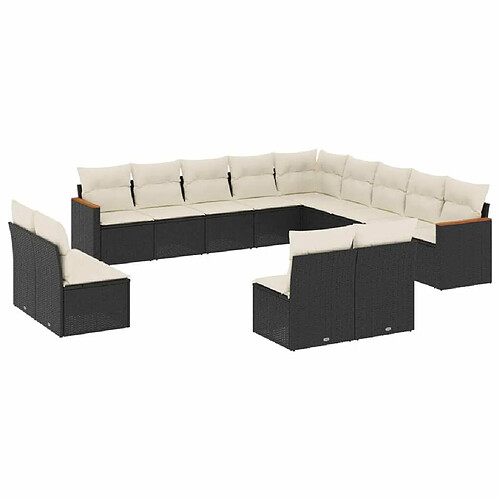 Maison Chic Salon de jardin avec coussins 13 pcs, Ensemble Tables et chaises de jardin, noir résine tressée -GKD353778