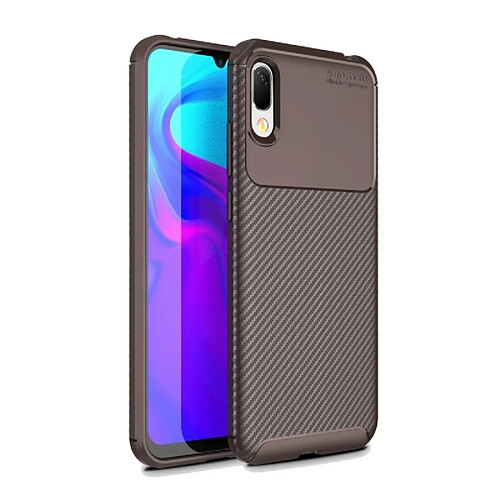 Wewoo Coque en TPU antichoc Texture fibre de carbone Beetle Series pour HuY6 Pro (2019) (Marron)