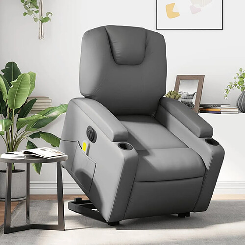 vidaXL Fauteuil inclinable de massage électrique gris similicuir