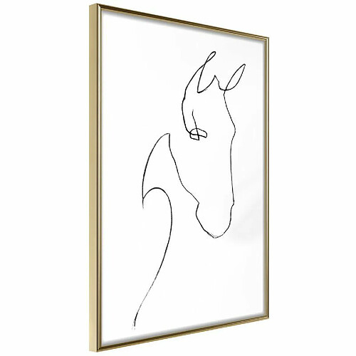 Paris Prix Affiche Murale Encadrée Sketch of a Horse's Head 40 x 60 cm Or