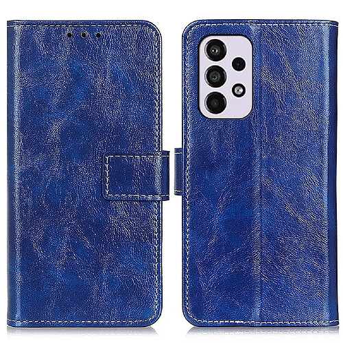 Etui en PU anti-rayures, style rétro, texture cheval fou avec support bleu pour votre Samsung Galaxy A33 5G