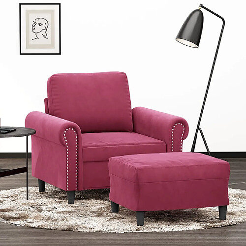 vidaXL Fauteuil avec repose-pied Rouge bordeaux 60 cm Velours