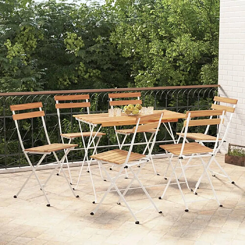 vidaXL Chaises de bistrot pliantes lot de 6 Bois d'acacia solide acier