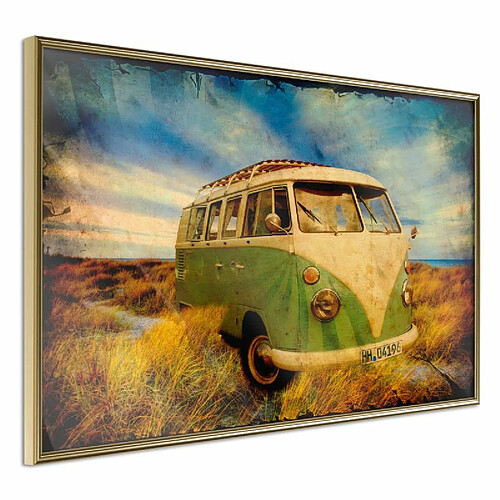 Paris Prix Affiche Murale Encadrée Hippie Van I 60 x 40 cm Or