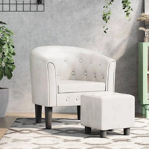 vidaXL Chaise cabriolet avec repose-pied blanc similicuir