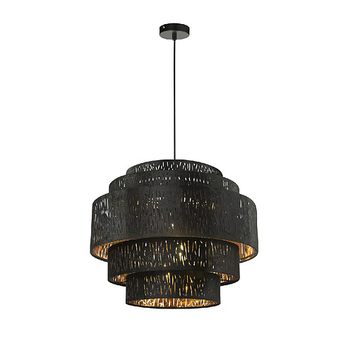 Globo Lighting Lampe à suspension en velours design Tuxon - Diam. 50 x H. 140 cm - Noir