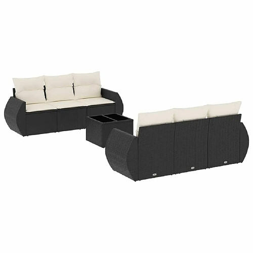 Maison Chic Ensemble Tables et chaises d'extérieur 7pcs avec coussins,Salon de jardin noir résine tressée -GKD218497