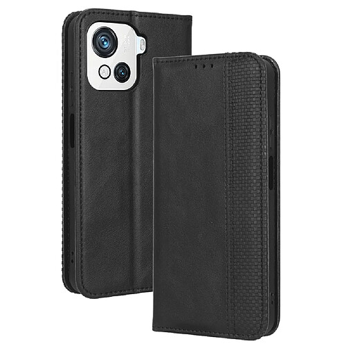 Etui en PU texture rétro, absorption magnétique avec support pour votre Blackview Oscal C80 4G - noir