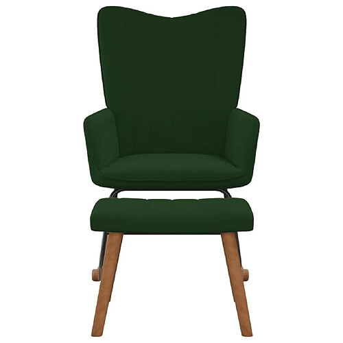 Maison Chic Chaise à bascule avec repose-pied | Fauteuil Relax Vert foncé Velours -GKD84660