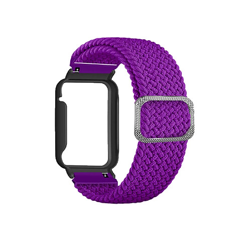 Bracelet en nylon élastique tressé pour votre Xiaomi Mi Band 7 Pro - violet/noir