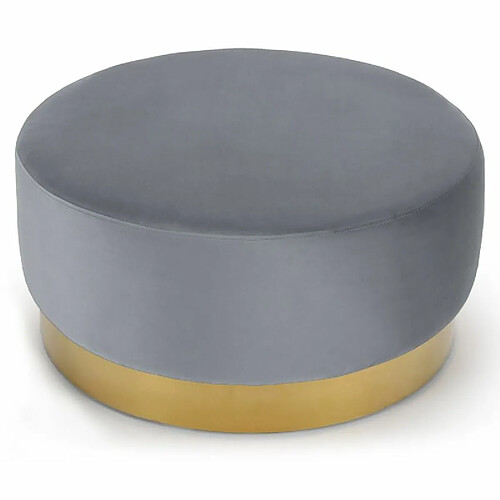 Paris Prix Pouf Rond en Velours Design Minnie 75cm Argent