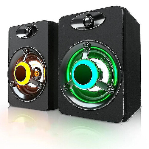 Universal Haut-parleurs câblés USB, haut-parleurs PC de subwoofer stéréo LED, haut-parleurs | Subwoofer (noir)