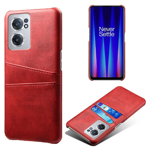 Coque en TPU + PU avec porte-cartes, rouge pour OnePlus Nord CE 2 5G