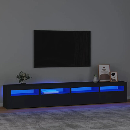 vidaXL Meuble TV avec lumières LED Noir 240x35x40 cm