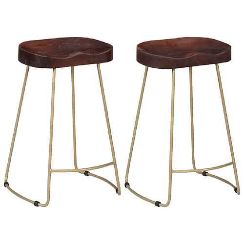 vidaXL Tabourets de bar Gavin lot de 2 bois de manguier massif