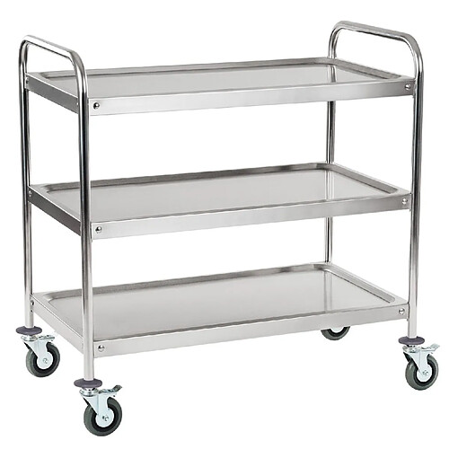 Helloshop26 Chariot de service cuisine professionnel inox 2 étages max 150 kg arrondi 3614113