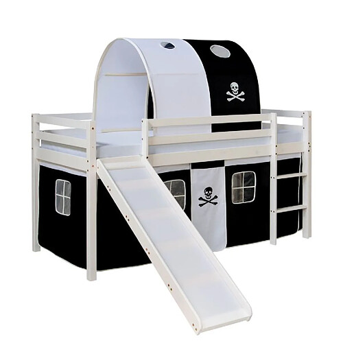 Homestyle4U Lit 90x200 enfant échelle toboggan tunnel pirates