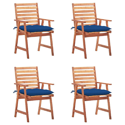 Maison Chic Lot de 4 Chaises à dîner d'extérieur avec coussins | Fauteuil chaises à manger d'extérieur Acacia massif -GKD22608