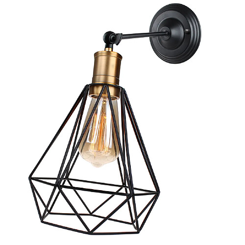 Stoex Applique Mural Industriel en Métal Cage forme Diamant Angle réglable Design Vintage Luminaire E27 Lampe de Plafond pour Chambre Café Restaurent Entrée Coul