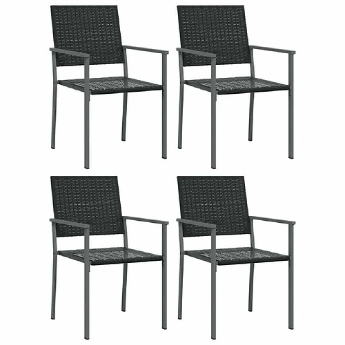 Maison Chic Lot de 4 Chaises de jardin,Fauteuil d'extérieur noir 54x62,5x89 cm résine tressée -MN74544