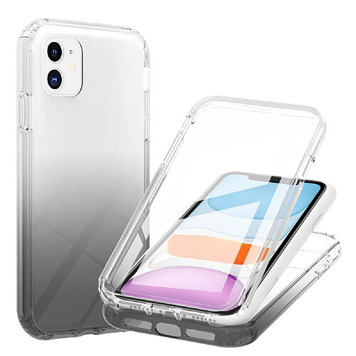 Coque en TPU 3-en-1 couleur dégradé noir pour votre Apple iPhone 11 6.1 pouces