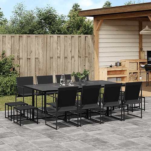 vidaXL Ensemble à manger de jardin 13 pcs noir textilène