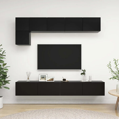 vidaXL Ensemble de meuble TV 5 pcs Noir Bois d'ingénierie