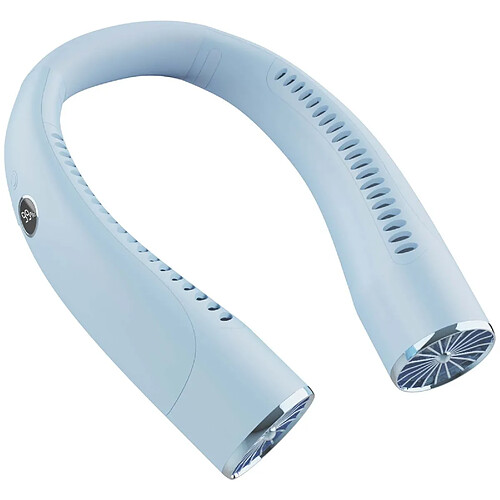 Ventilateur De Cou Portable Avec Affichage Numérique (Bleu)