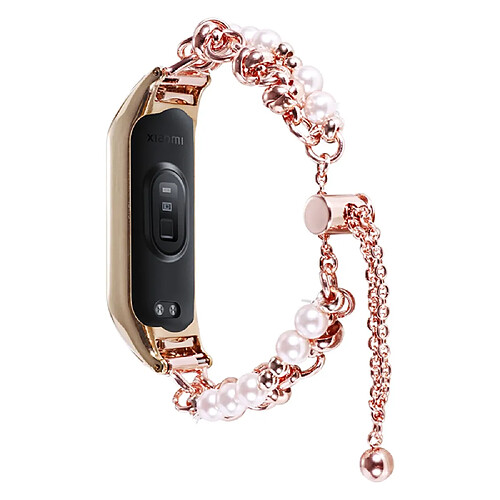 Bracelet en métal bijoux en perles ajustables pour votre Xiaomi Mi Band 7 - or rose