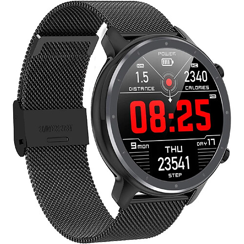 Chrono Montre Connectée pour Femme Homme Sport Avec Tracker d' Activité IP68 Étanche pour Android iOS-Noir