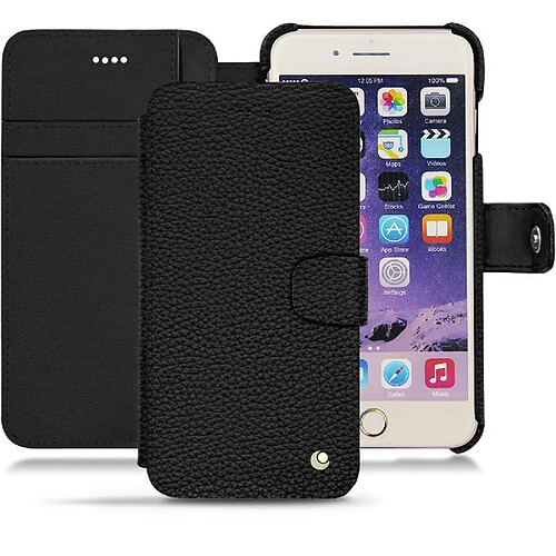 Housse cuir Apple iPhone 7 Plus - Rabat portefeuille - Ebène ( Noir / Black ) - NOREVE