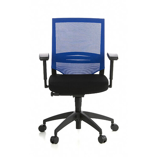 Hjh Office Siège de bureau / Fauteuil de direction PORTO BASE, assise tissu / dossier maille noir / bleu